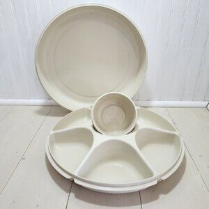 Tupperware Serving Dip‎ Tray 1665-5 With Lid 1666-3 Fruit Veggies KEEPER VINTAGE